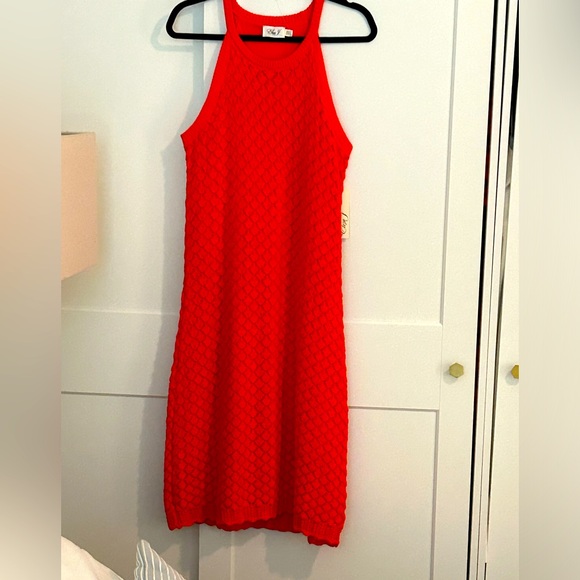NWT ELIZA J CROCKET LINED HALTER DEEP ORANGE DRESS XL - Picture 1 of 11